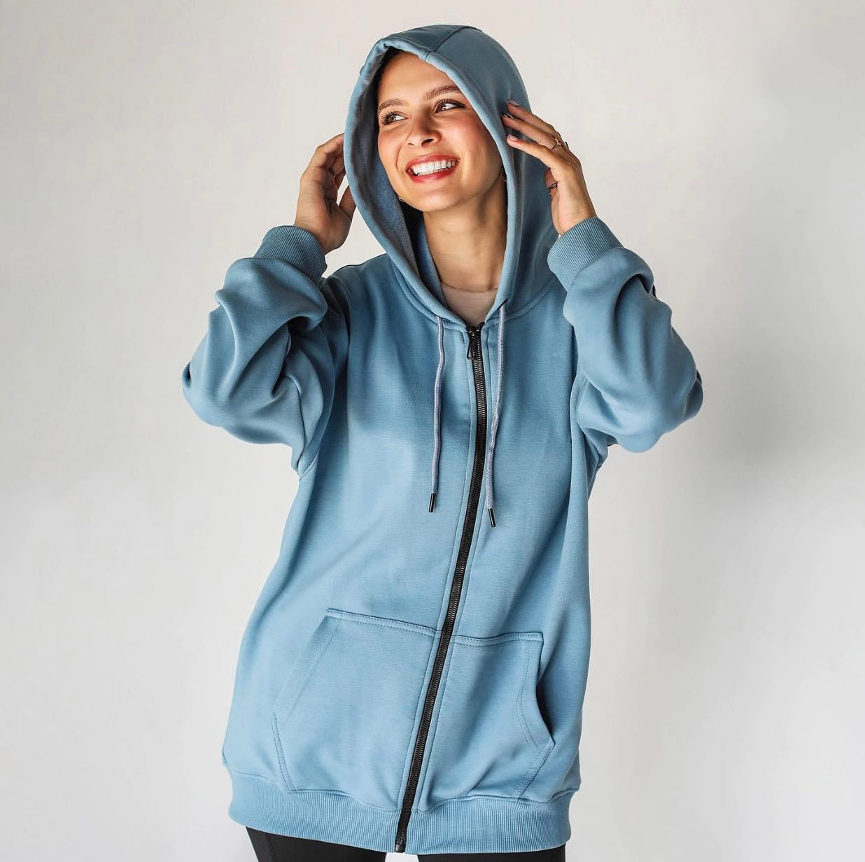 baby blue basic hoodie front side