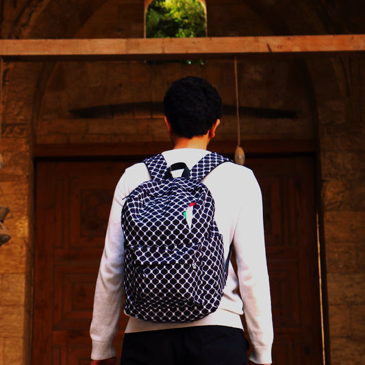 black palestine printed backpack